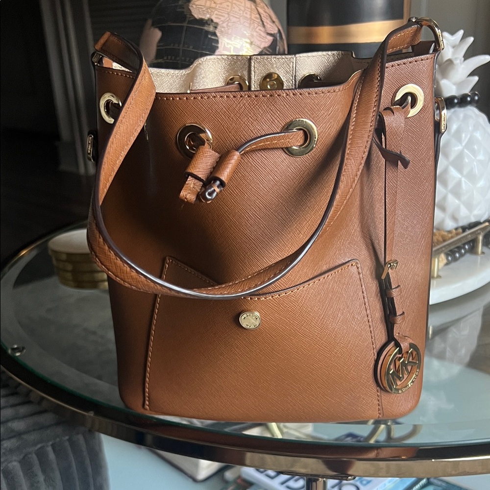 Michael Kors Brown Leather Bucket Bag